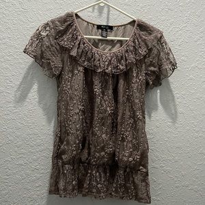 Style & Co Taupe lace blouse.  Size PS.  Mint condition
